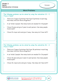 Use equations with a symbol for the unknown number to represent the problem. Math Worksheets For Grade 3 Multiplication And Division Word Problems