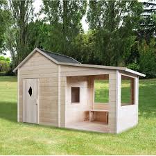 Maisonnette Amaryllis Avec Preau Un Espace Dedie Aux Plus Jeunes En 2020 Maisonnette En Bois Maisonnette Cabane Bois Enfant