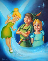 Characters Peter Pan Commission Color Second Star To The Right Tinker Bell Wendy Caricature Illustration Illu Illustration Caricature Illustration Art