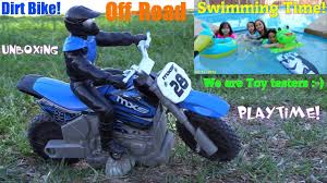 Thema motor cros anak : Fun Family Swimming Playtime Remote Control Dirt Bike Toy Unboxing And Test A Real Motorcycle Youtube