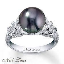 Black Pearl Engagement Rings Pearl Wedding Ring Cultured Pearl Ring Pearl Engagement Ring
