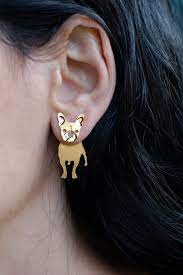 French Bulldog Ear Jacket Double Sided Dog Earrings French Etsy Bulldog Jewelry Gold Ear Jacket Dog Earrings