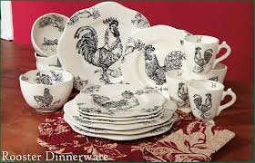 Black And White Toile Dinnerware Set Rooster Toile Dishes Roosters Pinterest Chicken Decor Rooster Decor Rooster Kitchen Decor
