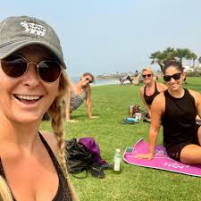 Hot beach yoga session