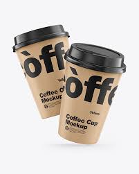 Download Kraft Coffee Cups Mockup In Cup Bowl Mockups On Yellow Images Object Mockups PSD Mockup Templates