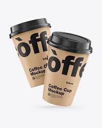 Kraft Coffee Cups Mockup In Cup Bowl Mockups On Yellow Images Object Mockups