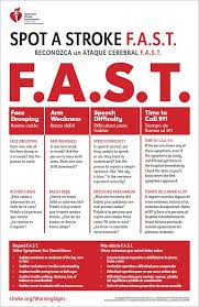 A healthy lifestyle, including healthful eating. Spot A Stroke F A S T Bilingual Poster American Heart Association