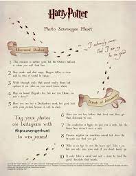 Print out your treasure hunt clues then hide the clues in order. Fun Universal Orlando Harry Potter Scavenger Hunt Challenge Printable