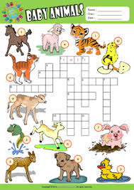 This is a pretty easy crossword puzzle that consists of some of kids favorite animals. Baby Animals Crossword Puzzle Esl Vocabulary Worksheet