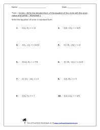 How to derive the standard form of an equation of a circle. Standard Equation Of A Circle Worksheet Tessshebaylo
