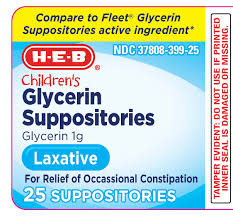 Use fleet glycerin suppositories pediatric exactly as directed on the label, or as prescribed by your doctor. H E B Pediatric Glycerin Suppositories