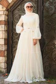 tesetturlu abiye elbise balon kollu ekru tesettur abiye elbise 38940e tesetturisland com belleza arabe belleza bodas