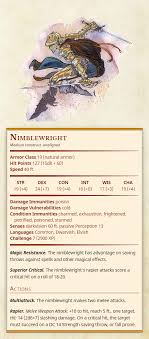 For every ten feet you fall, you take 1d6 damage, and high places are available. Third To Fifth Nimblewright Medium Construct Unaligned Armor
