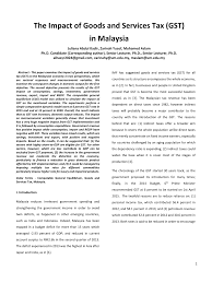This 6% can be claimed. Pdf The Impact Of Goods And Services Tax Gst In Malaysia