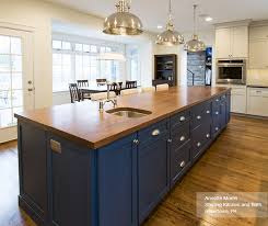 off white cabinets with a blue kitchen
