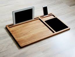 Portable Laptop Desk Oak Wood Lap Tray With Tablet Phone Slots Fathers Day Gift Wooden Mobile Workstation Macbook Stand Student Lapdesk In 2020 Portable Laptop Desk Laptop Desk Lap Desk