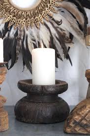 Rustic / lodge 4'' wood tabletop votive holder. Old Rustic Candle Stand