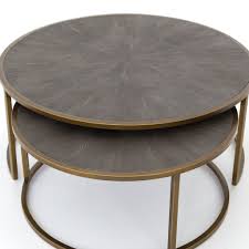 Shagreen Nesting Coffee Table In Antique Brass Nesting Coffee Tables Round Nesting Coffee Tables Brass Coffee Table