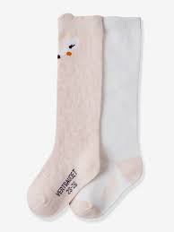 Sarenza wear chaussettes pack de 3 garçon : Lot De 2 Paires De Chaussettes Hautes Fille Rose Pale Imprime Vertbaudet