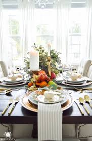 Thanksgiving Dinner Table Ideas Gold Pottery Barn Table Setting With Fruits Vegg Traditional Thanksgiving Table Pottery Barn Table Thanksgiving Dinner Table