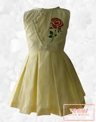 Children S Day Special Nehru Style Dress For Girls Hand Painted Red Rose Kids Frocks Kids Dresses Venus Dresses