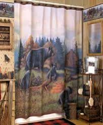Black Bear Shower Curtain Hooks Black Bear Lodge Shower Curtain And Bath Accessories Bear Decor Black Bear Decor Bear Bathroom Decor