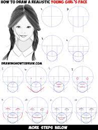 Drawing faces should be easy as pie after you get the proportions done. How To Draw A Realistic Cute Little Girl S Face Head Step By Step Drawing Tutorial For Beginners How To Draw Step By Step Drawing Tutorials