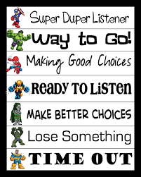 Super Hero Behavior Chart Good Behavior Chart Behaviour