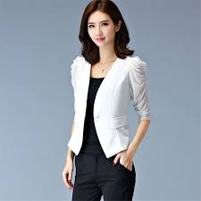 Black And White Suit Jacket Womens Women Blazer Stylish 2017 Summer Mesh Half Puff Sleeve Female White Black Jacket Fitness Ladies Office Clothing Formal Big Size In 2020 Jackets For Women Fashion Blazers For Women