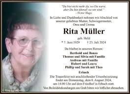 Traueranzeigen von Rita Müller