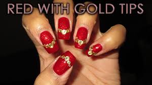 Maybe you would like to learn more about one of these? Red With Gold Tips 12 Days Of Christmas Nail Art Diy Tutorial Youtube