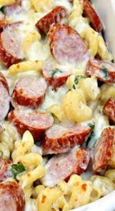 Spicy Smoked Sausage Alfredo Bake Smoked Sausage Recipes Recipes Sausage Recipes