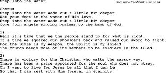 Country Southern And Bluegrass Gospel Song Step Into The Water Lyrics Song Lyrics And Chords Gospel Song Lyrics And Chords