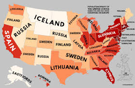 Population Density Of Us With European Equivalents Oc 1513 X 983 Mapporn Sounds like a population density map, but ok has 43,240 members.