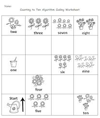 Html exercise 24 tables tables allow you to put things in columns and rows. Counting To Ten Algorithm Coding Worksheet For Preschoolers
