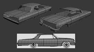 Three other lowriders fill the room: Making Of Chevrolet Impala Low Rider Hum3d Blog