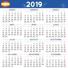 2019 Elegant Squared Calendar In Spanish Year 2019 Calendar Calendar 2019 Calendario 2019 Week Starts On Monday 2019 Calendar July Calendar July In Spanish