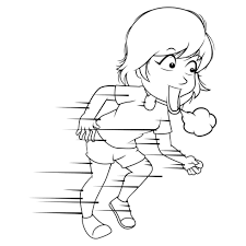 coloriage de personnage de dessin animé de fille en cours d'exécution  4373807 Art vectoriel chez Vecteezy