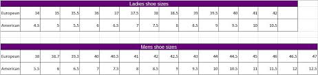 74 Curious Exustar Shoe Size Chart