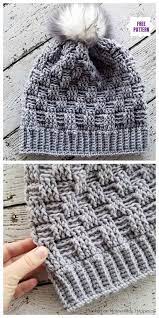 Crochet Woven Beanie Hat Free Crochet Patterns In 2021 Winter Hat Crochet Pattern Crochet Hats Free Pattern Crochet