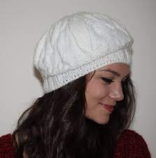 White Cable Knit Women Parisian Style Bonnet French Beret Etsy Parisian Style Winter Accessories Fashion Knitting