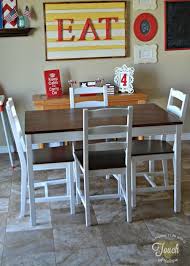 Before And After Old Ikea Table And Chairs Get A Fresh New Look Diy Kitchen Table Kitchen Table Makeover Ikea Table