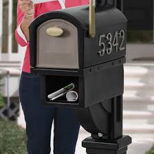 Installing a number plate with vinyl number on top of mailbox. Mailmaster Hudson Mailbox Mailbox Step2