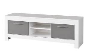 Aménagez un espace multimédia fonctionnel et élégant grâce à ce meuble tv. Meuble Tv Modena Laquee Blanc Grise