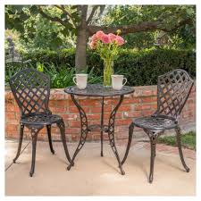 La Sola 3pc Metal Bistro Set Black Bronze Christopher Knight Home In 2020 Outdoor Bistro Set Outdoor Patio Decor Outdoor Patio Set