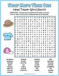 Hat Word Search National Hat Day Activity Hat Day Word Puzzles Word Search Puzzle