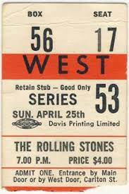 The Rolling Stones Toronto Used Ticket 25 April 1965