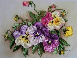 Майстер-клас з вишивки братків атласними стрічками