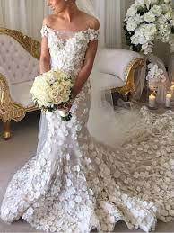 Luxury Wedding Dresses Off The Shoulder Hand Made Flower Long Train Mermaid Bridal Gown Jkw256 Bridal Gowns Bridal Gowns Mermaid Applique Wedding Dress