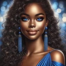 A 4K digital art portrait shows an extremely handsome African American man  smiling with dimples in a blue suit a matching fedora, and shiny blue dress  shoes. He is sitting